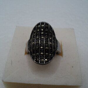 Marcasite stainless steel ring size 7 POS152
